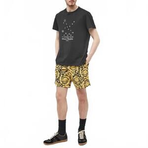 NEW VERSACE swim shorts in gold and print